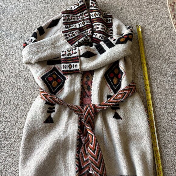 Zara Knitwear Aztec Belted Cardigan Sweater S | Southwestern Boho Cozy - Picture 9 of 9